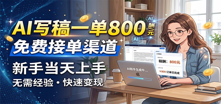 AI写稿一单800,免费接单渠道,一单一结几十到上千,新手当天上手-九九网创