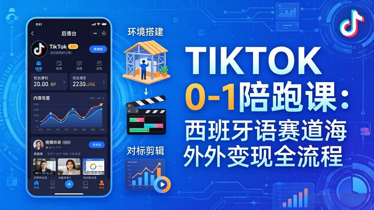 TIKTOK 0-1 陪跑课:从环境搭建到刷对标剪辑,西班牙语赛道海外变现全流程 TIKTOK 0-1 陪跑课:从环境搭建到刷对标剪辑,西班牙语赛道海外变现全流程