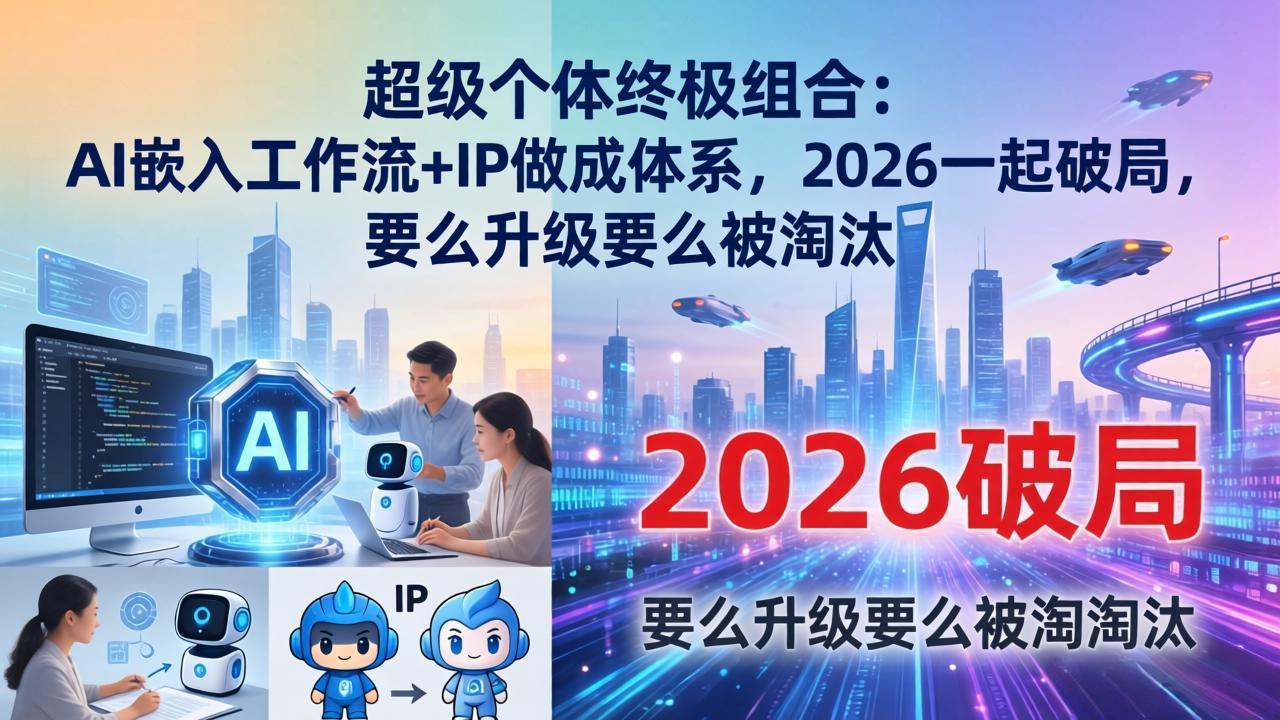 超级个体终极组合:AI嵌入工作流+IP做成体系,2026一起破局,要么升级要么被淘汰-九九网创