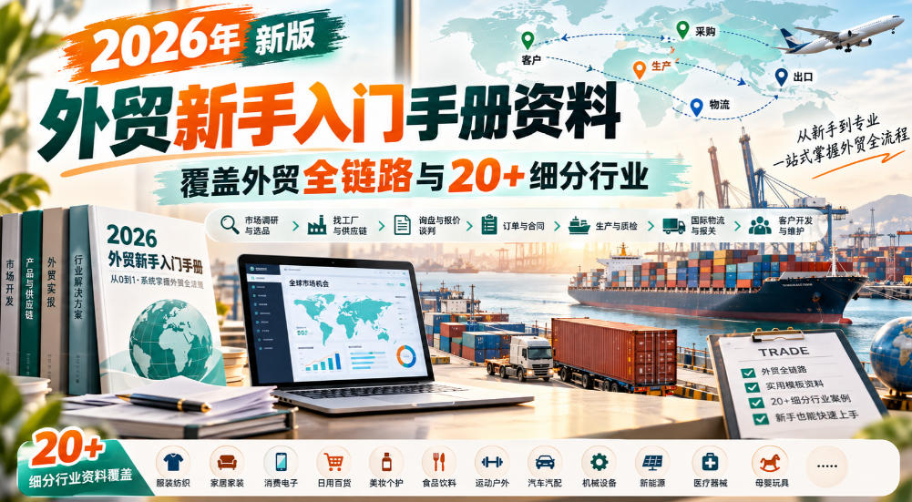 2026年新版外贸新手入门手册资料,覆盖外贸全链路与20+细分行业-九九网创