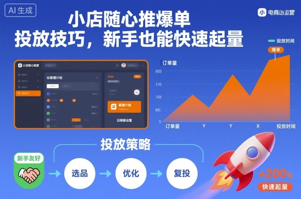 小店随心推爆单投放技巧，新手也能快速起量-九九网创