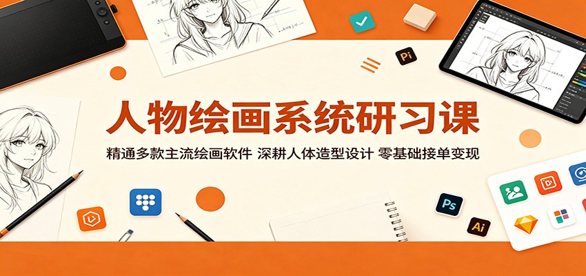 人物绘画系统研习课：精通多款主流绘画软件，深耕人体造型设计，零基础接单变现-九九网创