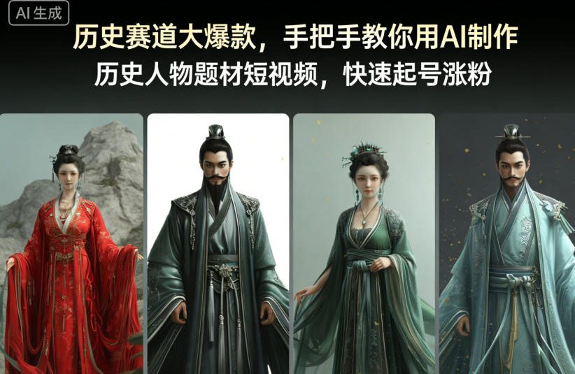 历史赛道大爆款，手把手教你用AI制作历史人物题材短视频，快速起号涨粉-九九网创