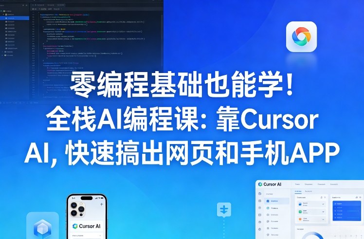 零编程基础也能学！全栈AI编程课：靠Cursor AI，快速搞出网页和手机APP-九九网创