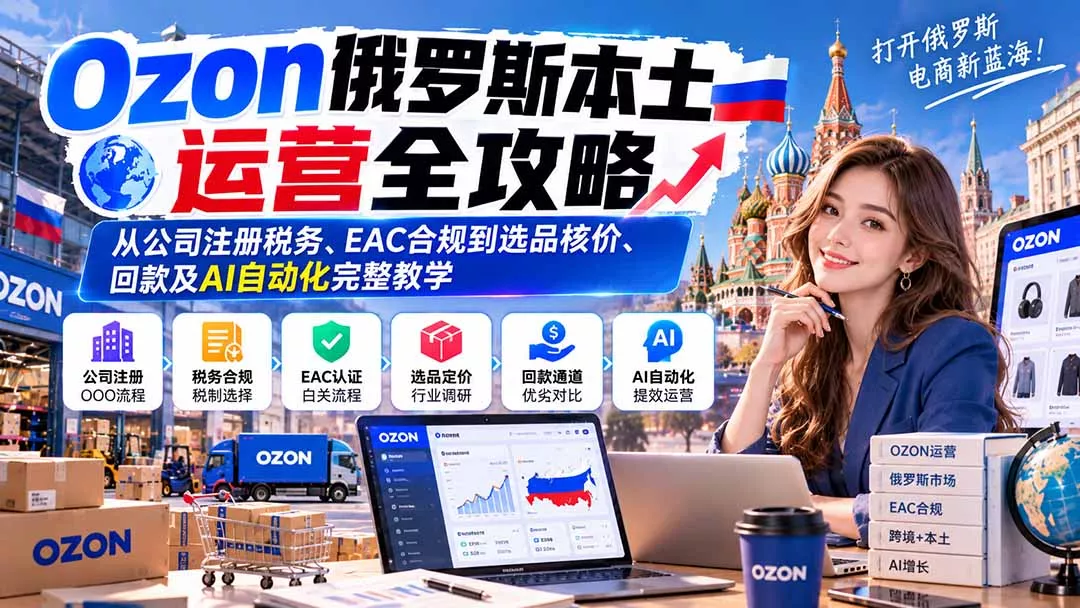 Ozon俄罗斯本土运营全攻略:从公司注册税务、EAC合规到选品核价、回款及AI自动化完整教学-九九网创