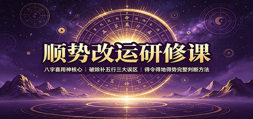 顺势改运研修课:八字喜用神核心,破除补五行三大误区,得令得地得势完整判断方法-九九网创