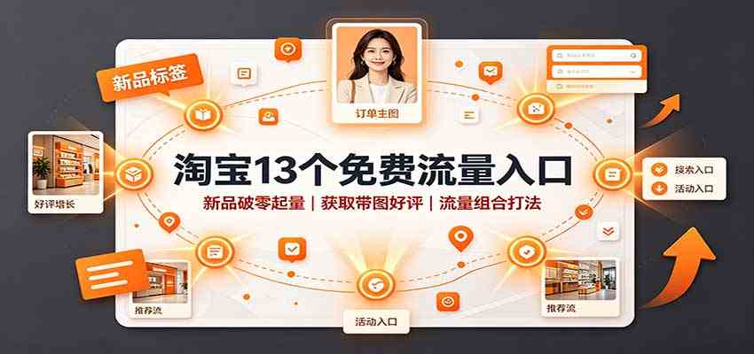 淘宝13个免费流量入口：新品破零起量，获取带图好评，流量组合打法-九九网创