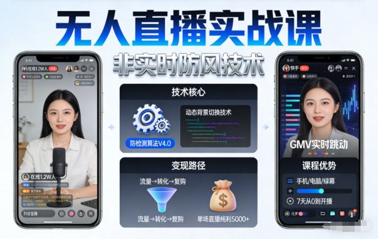 宝子哥无人直播实战课，非实时防风技术，聚焦抖音快手等平台直播带货，轻松开启直播变现之路（更新2026年08月06日）-九九网创