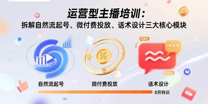 （15654期）运营型主播培训：拆解自然流起号、微付费投放、话术设计三大核心模块-8月-九九网创