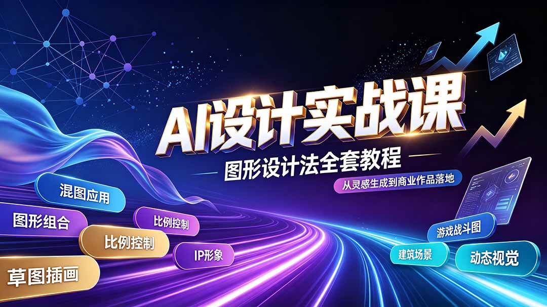 （19554期）AI设计实战课｜图形设计法全套教程，解锁AI工作流技法，精通插画IP、建筑、游戏视觉创作-九九网创