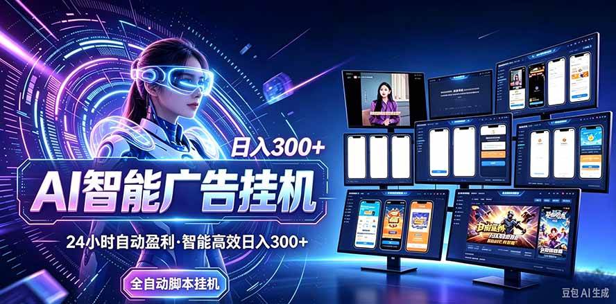（20900期）24小时AI广告挂机｜在家就能做的被动副业-九九网创