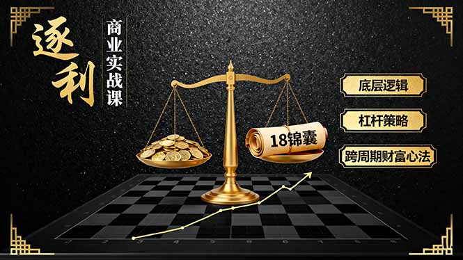 《逐 利》商业实战课，底层逻辑、杠杆策略、18锦囊，跨周期财富心法(更新-九九网创