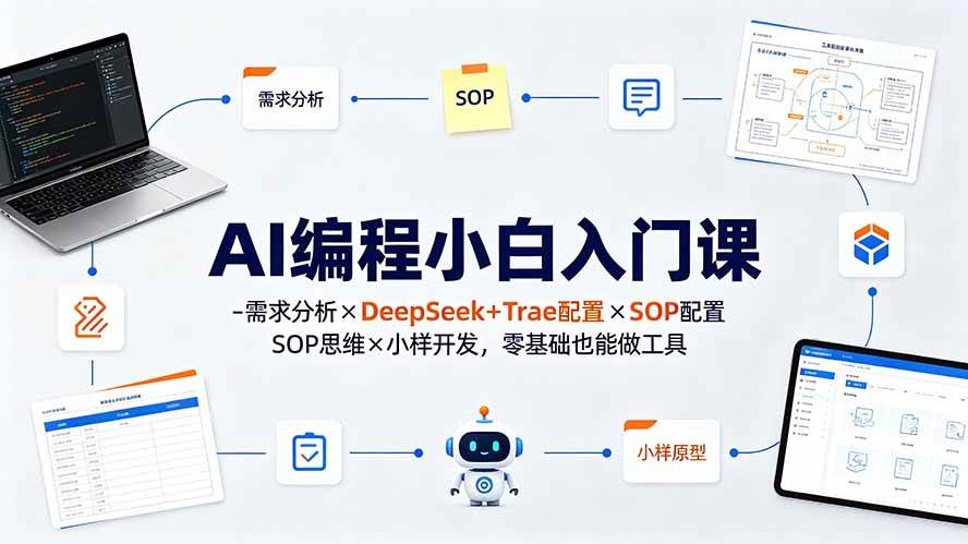 （19539期）AI编程小白入门课-需求分析×DeepSeek+Trae配置×SOP思维×小样开发，零基础也能做工具-九九网创