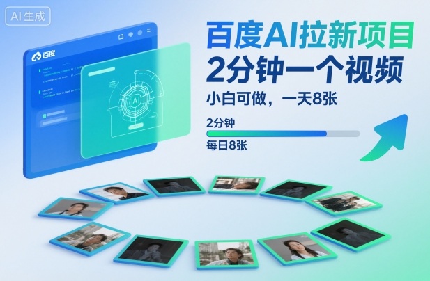 百度AI拉新项目,2分钟一个视频,小白可做,一天8张【附案例+保姆级教程】-九九网创