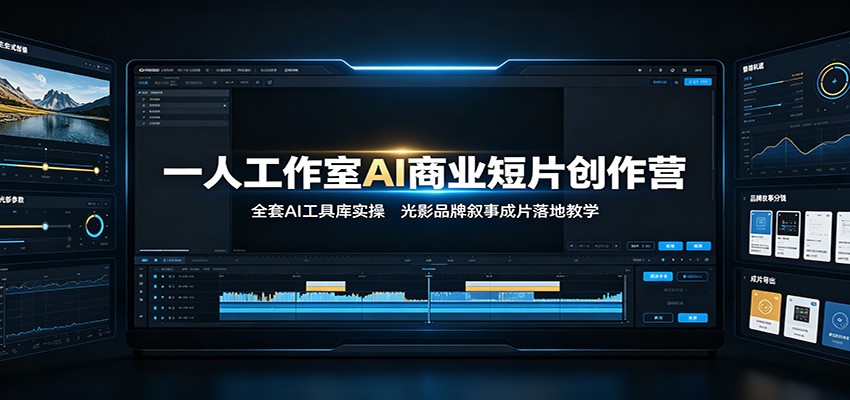 一人工作室AI商业短片创作营：全套AI工具库实操，光影品牌叙事成片落地教学-九九网创