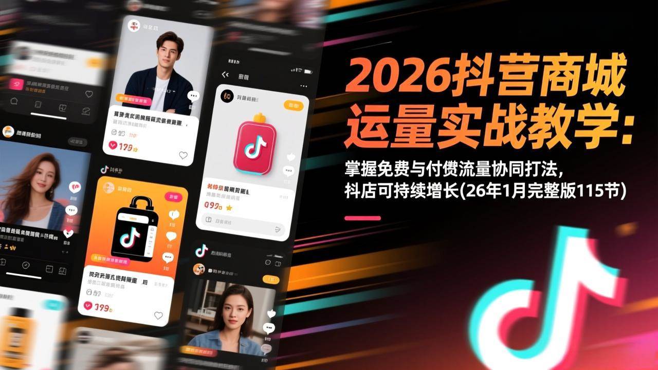 （17165期）2026抖音商城运营实战教学：掌握免费与付费流量协同打法，抖店可持续增长(26年1月完整版115节)-九九网创