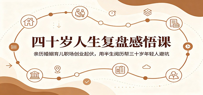 四十岁人生复盘感悟课：亲历婚姻育儿职场创业起伏，用半生阅历帮三十岁年轻人避坑-九九网创