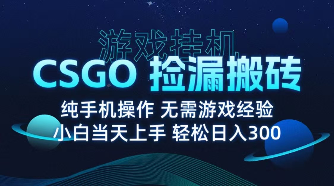 9月最新游戏搬砖，CSGO纯挂机，不需要玩游戏，实现真挂机，月入1W+-九九网创