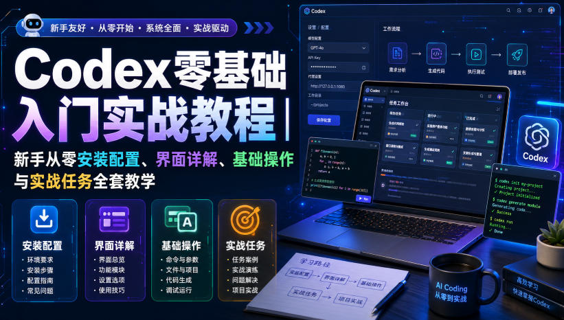 Codex零基础入门实战教程｜新手从零安装配置、界面详解、基础操作与实战任务全套教学-九九网创