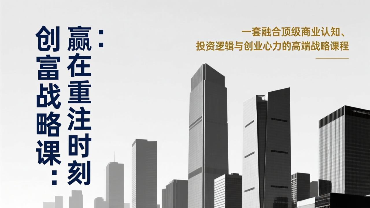《创富战略课：赢在重注时刻》一套融合顶级商业认知、投资逻辑与创业心力的高端战略课程-九九网创