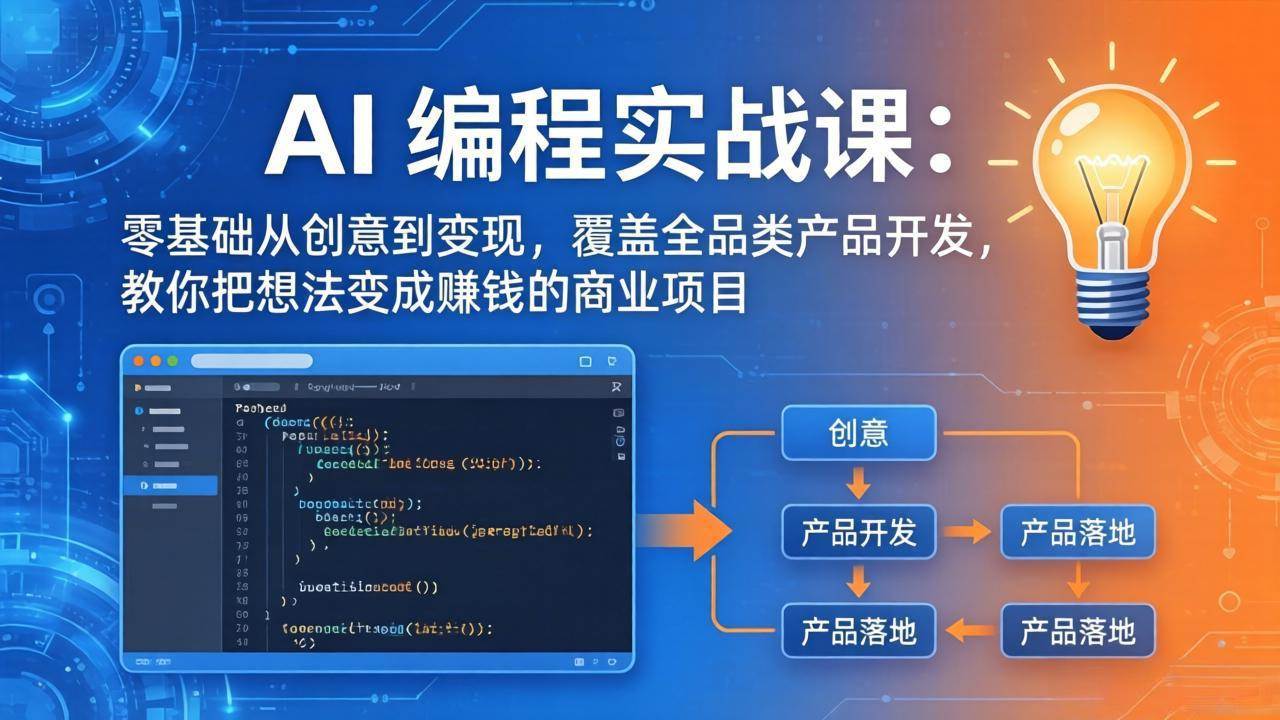 （18533期）AI编程实战课-第三期-5月19更新：零基础从创意到变现，覆盖全品类产品开发，把想法变成赚钱项目-九九网创