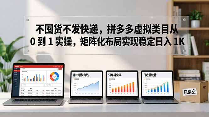 不囤货不发快递,拼多多虚拟类目从 0 到 1 实操,矩阵化布局实现稳定日入 1K-九九网创