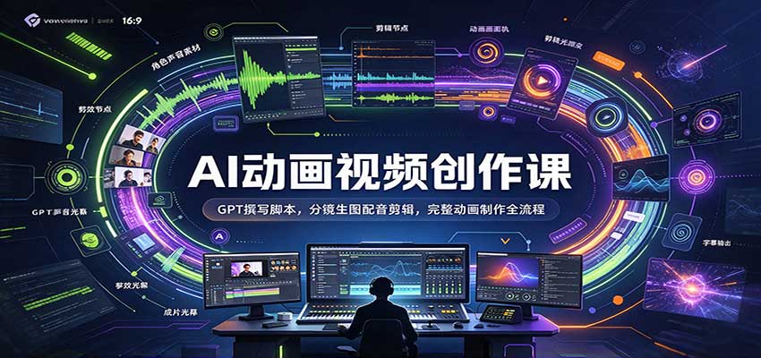 AI动画视频创作课:GPT撰写脚本,分镜生图配音剪辑,完整动画制作全流程-九九网创