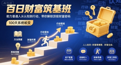 百日财富筑基班，助力普通人从认知到行动，带你解锁顶级财富密码-九九网创