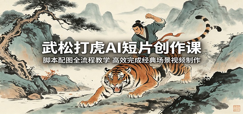 武松打虎AI短片创作课：脚本配图全流程教学，高效完成经典场景视频制作-九九网创