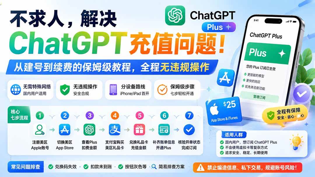 （19898期）不求人，解决ChatGPT充值问题！从建号到续费的保姆级教程，全程无违规操作-九九网创