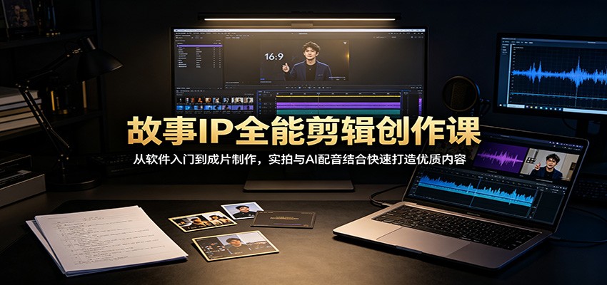 故事IP全能剪辑创作课：从软件入门到成片制作，实拍与AI配音结合快速打造优质内容-九九网创