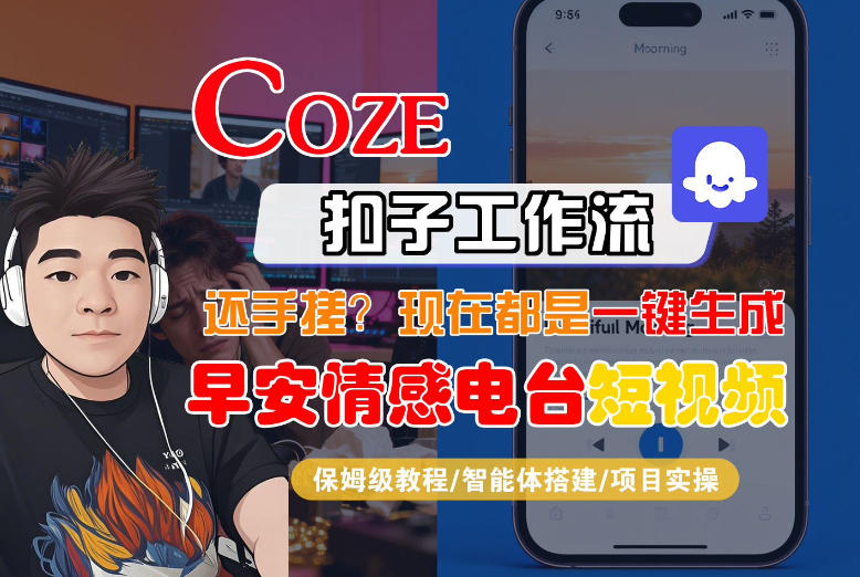 【Coze工作流搭建实操教程】【coze】早安情感电台日签视频还在手动做?用扣子工作流自动生成,省时90%-九九网创