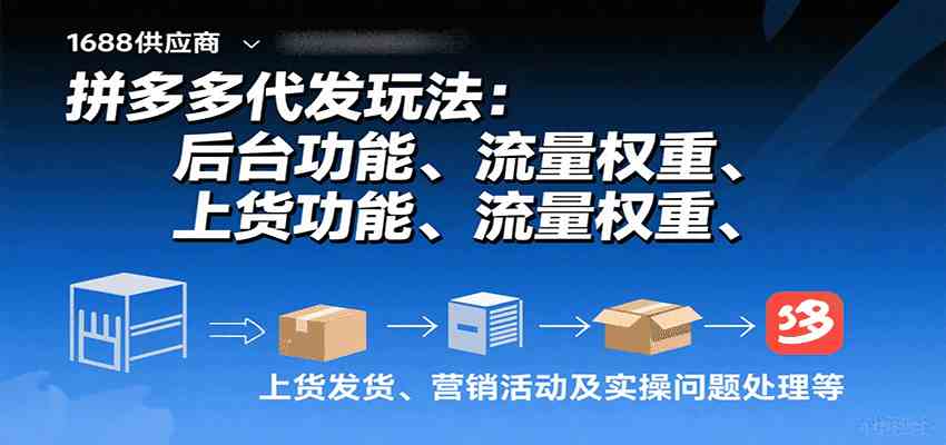 拼多多代发玩法：后台功能、流量权重、上货发货、营销活动及实操问题处理等-九九网创