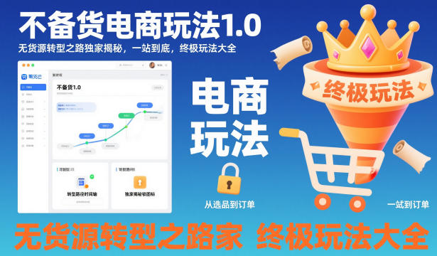 不备货电商玩法1.0，无货源转型之路独家揭秘，一站到底，终极玩法大全-九九网创