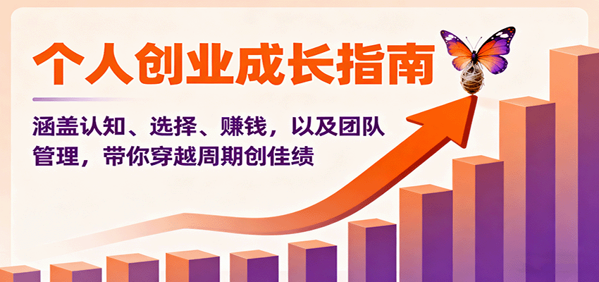 个人创业成长指南：涵盖认知、选择、赚钱，以及团队管理，带你穿越周期创佳绩-九九网创