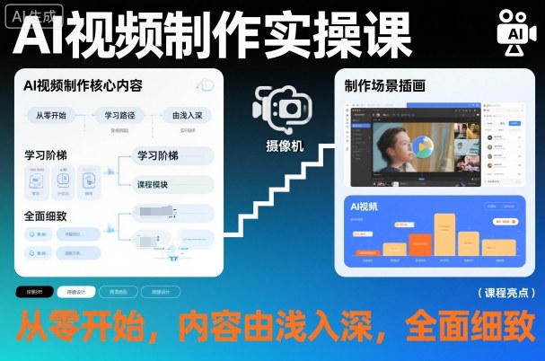 AI视频制作实操课，从零开始，内容由浅入深，全面细致-九九网创