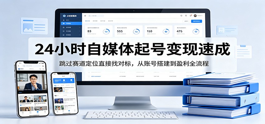 24小时自媒体起号变现速成，跳过赛道定位直接找对标，从账号搭建到盈利全流程-九九网创