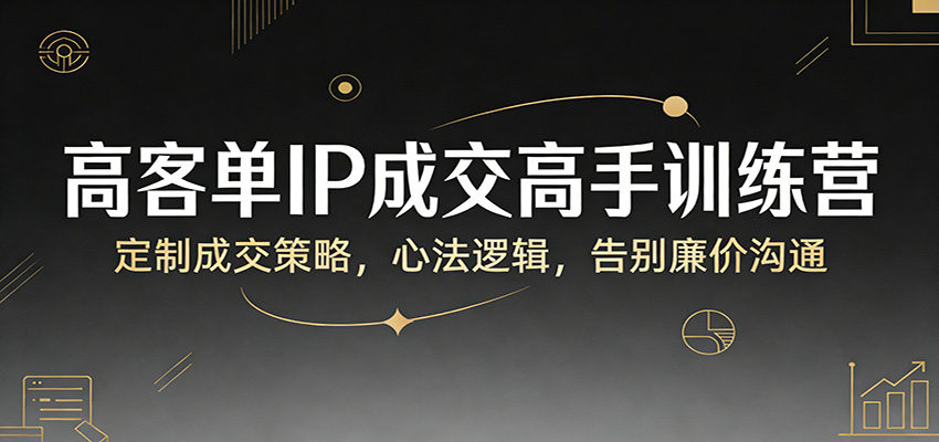 高客单IP成交高手训练营：定制成交策略，心法逻辑，告别廉价沟通-九九网创