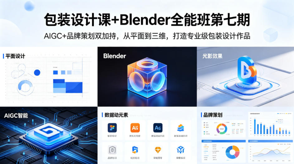 包装设计课+Blender全能班第七期，AIGC+品牌策划双加持，从平面到三维，打造专业级包装设计作品-九九网创