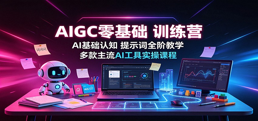 AIGC零基础训练营：AI基础认知，提示词全阶教学，多款主流AI工具实操课程-九九网创