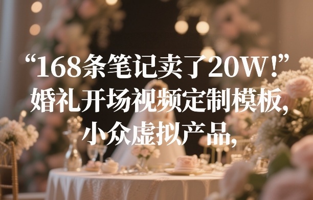 168条笔记卖了20W！婚礼开场视频定制模板，小众虚拟产品-九九网创