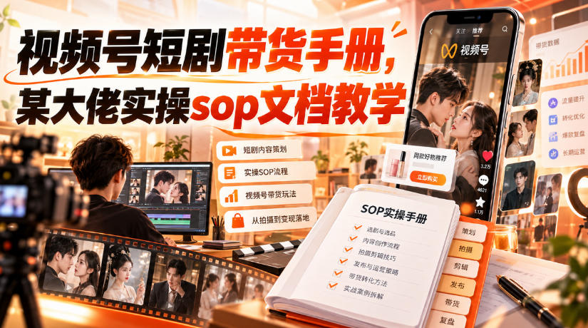 视频号短剧带货手册,某大佬实操sop文档教学-九九网创