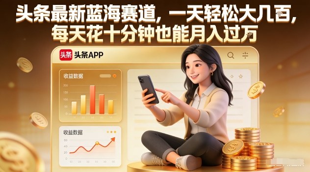 头条最新蓝海赛道,一天轻松大几张,每天花十分钟也能月入过1W【揭秘】-九九网创