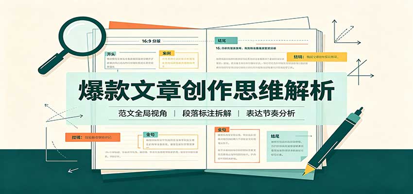 爆款文章创作思维解析:全局视角拆解范文,梳理行文逻辑,搭配真实拆文实操案例-九九网创
