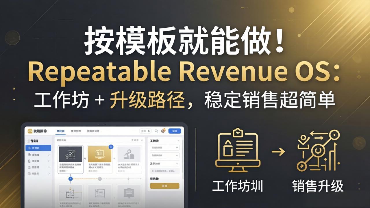 按模板就能做！Repeatable Revenue OS：工作坊 + 升级路径，稳定销售超简单-九九网创