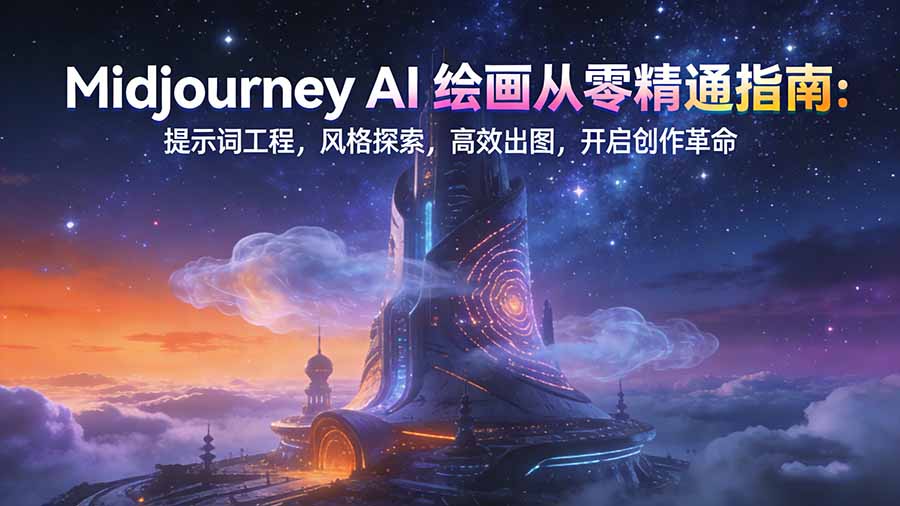 Midjourney AI绘画从零精通指南：提示词工程，风格探索，高效出图，开启创作革命-九九网创