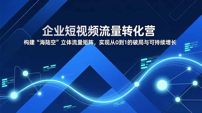 企业短视频流量转化营,构建“海陆空”立体流量矩阵,实现从0到1的破局与可持续增长-九九网创