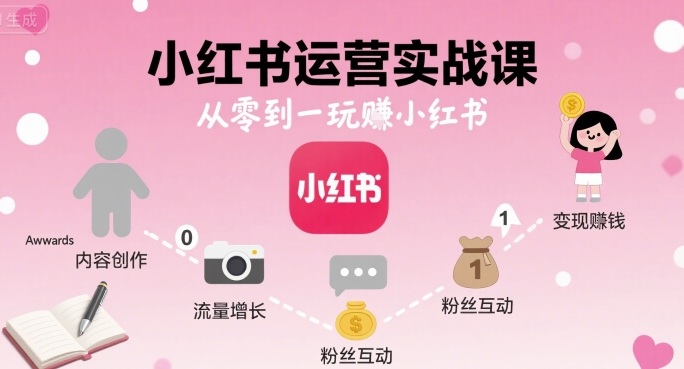 小红书运营实战课，从零到一玩賺小红书-九九网创