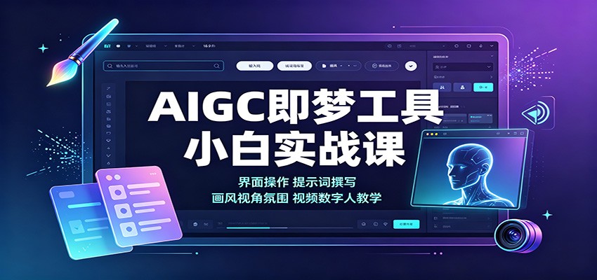 AIGC即梦工具小白实战课：界面操作，提示词撰写，画风视角氛围视频数字人教学-九九网创
