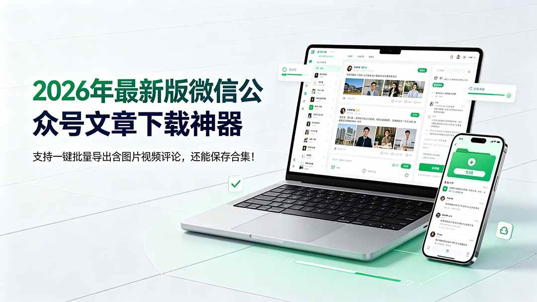 （19486期）2026年最新版微信公众号文章下载神器，支持一键批量导出含图片视频评论，还能保存合集！-九九网创